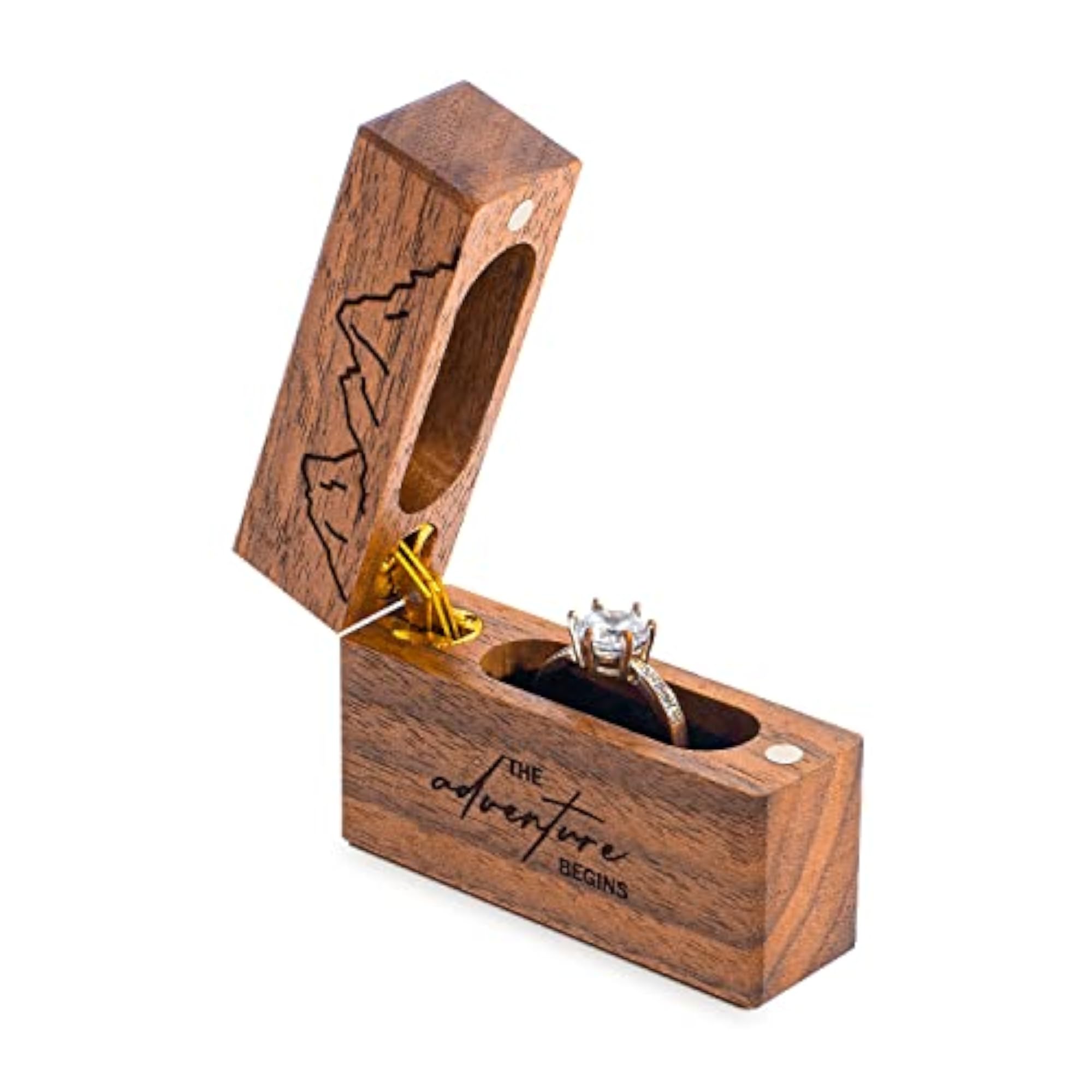 Wooden Engagement Ring Box, Slim Proposal Case